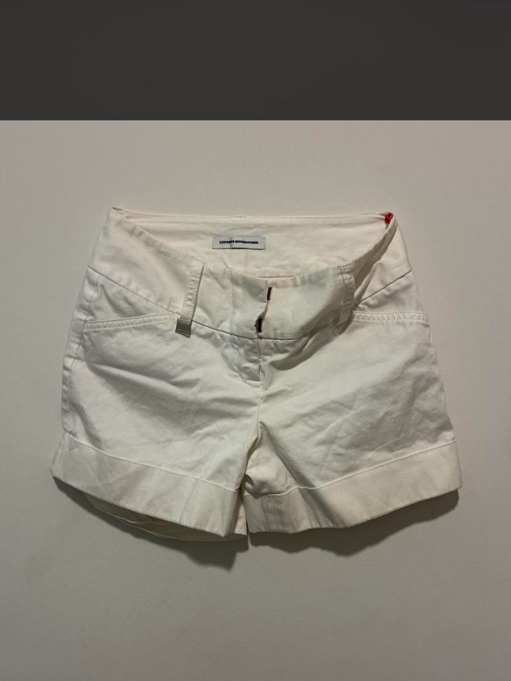 Express Cream Rolled-Hem Cotton Shorts